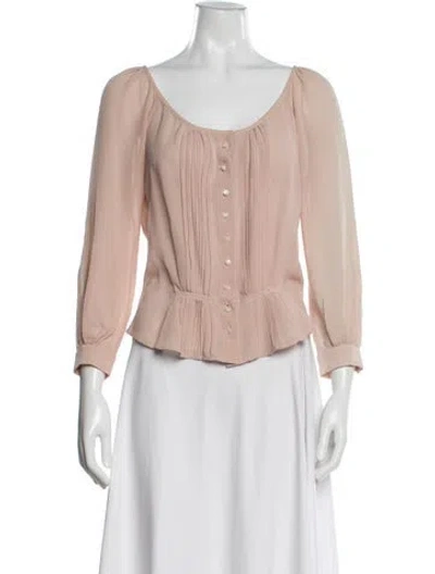 Pre-owned Derek Lam Scoop Neck Three-quarter Sleeve Blouse In Pink