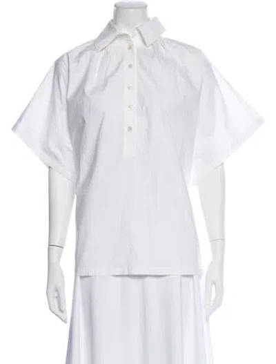 Pre-owned Derek Lam Short Sleeve Button-up Top In White