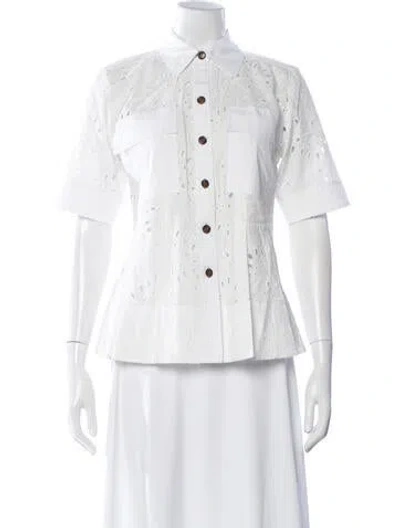 Pre-owned Derek Lam Short Sleeve Button-up Top In White
