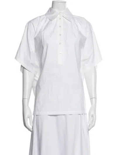 Pre-owned Derek Lam Short Sleeve Button-up Top In White