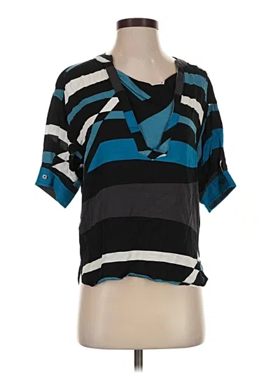 Pre-owned Derek Lam Short Sleeve Top Teal V-neck Tops