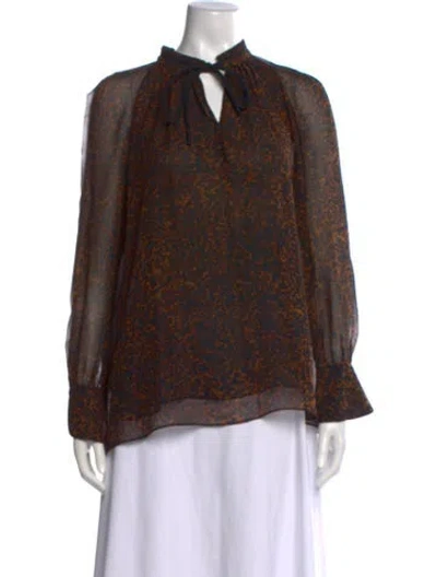 Pre-owned Derek Lam Silk Animal Print Blouse In Black