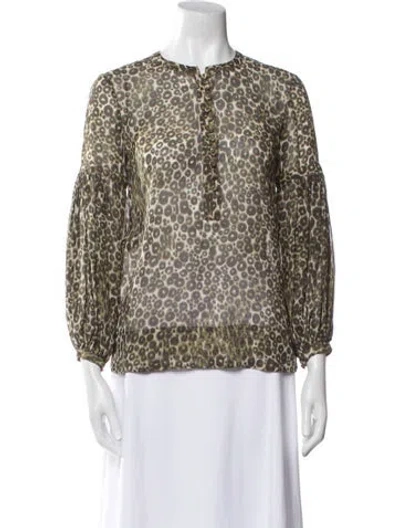 Pre-owned Derek Lam Silk Animal Print Blouse In Green