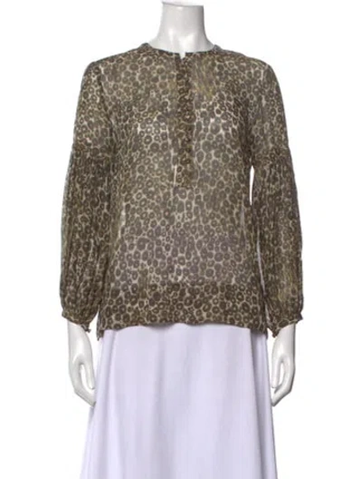 Pre-owned Derek Lam Silk Animal Print Blouse In Green