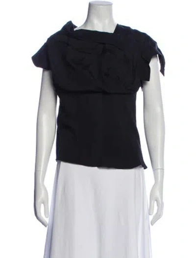 Pre-owned Derek Lam Silk Asymmetrical Top In Blue