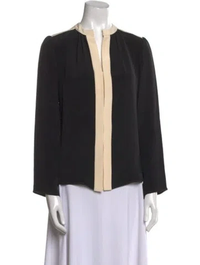 Pre-owned Derek Lam Silk Colorblock Pattern Blouse In Black