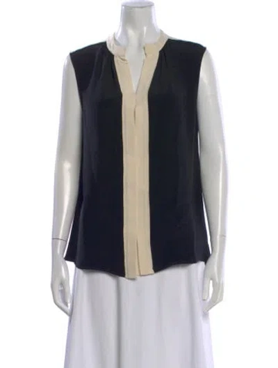 Pre-owned Derek Lam Silk Colorblock Pattern Blouse In Blue