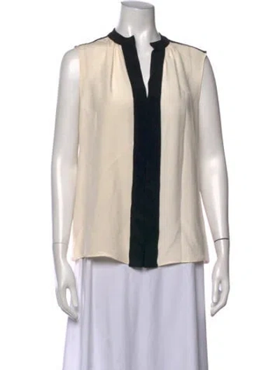 Pre-owned Derek Lam Silk Colorblock Pattern Blouse In Neutrals