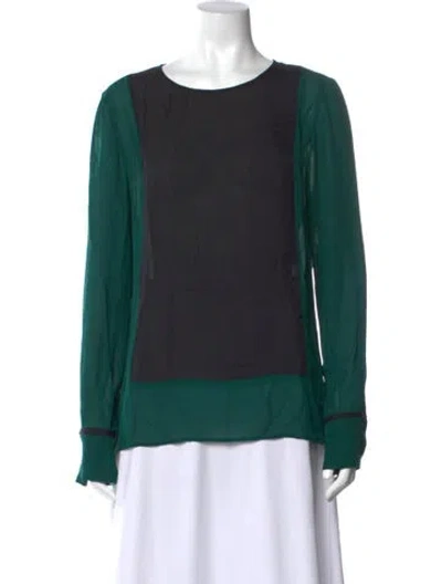 Pre-owned Derek Lam Silk Colorblock Pattern Top In Green