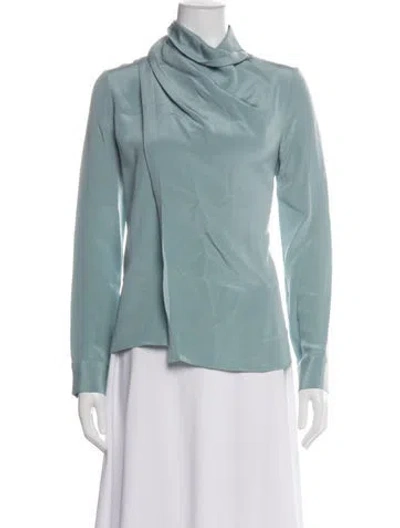 Pre-owned Derek Lam Silk Cowl Neck Blouse In Blue