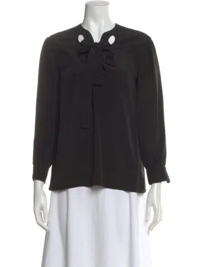 Pre-owned Derek Lam Silk Crew Neck Blouse In Black