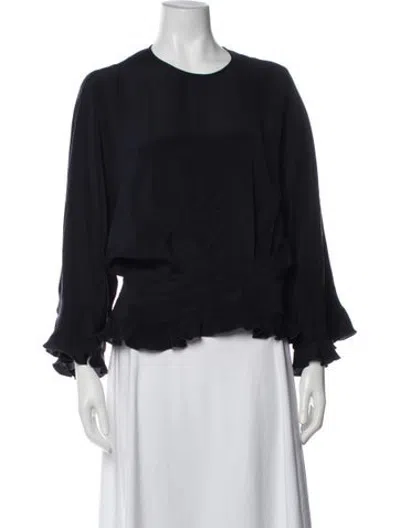 Pre-owned Derek Lam Silk Crew Neck Blouse In Black