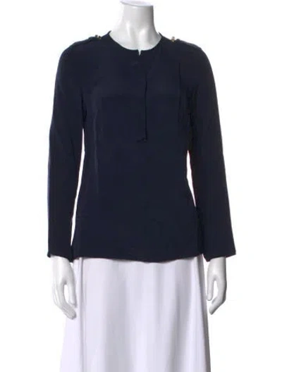 Pre-owned Derek Lam Silk Crew Neck Blouse In Blue