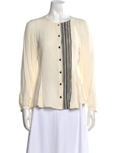 Pre-owned Derek Lam Silk Crew Neck Blouse In Neutral