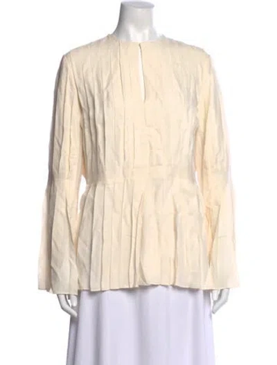 Pre-owned Derek Lam Silk Crew Neck Blouse In Neutral