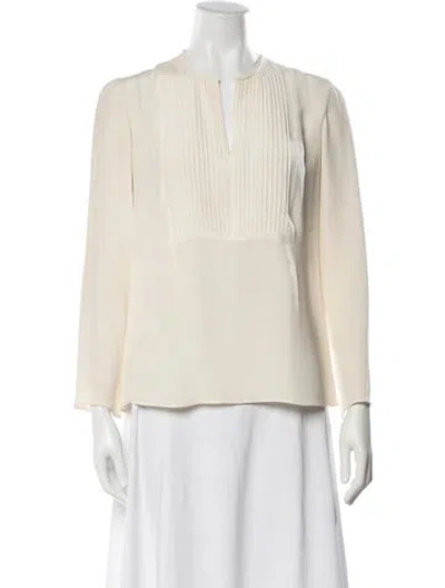 Pre-owned Derek Lam Silk Crew Neck Blouse In Neutrals