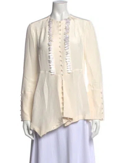 Pre-owned Derek Lam Silk Crew Neck Blouse In Neutrals