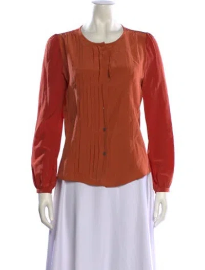 Pre-owned Derek Lam Silk Crew Neck Blouse In Orange