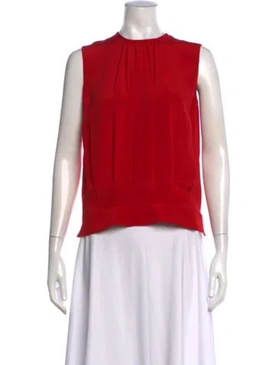 Pre-owned Derek Lam Silk Crew Neck Top W/ Tags In Red