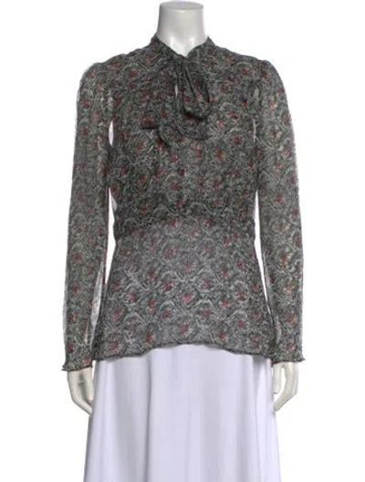 Pre-owned Derek Lam Silk Floral Print Blouse In Black
