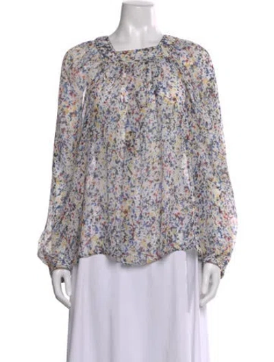 Pre-owned Derek Lam Silk Floral Print Blouse In Black