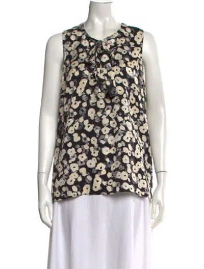 Pre-owned Derek Lam Silk Floral Print Blouse In Black