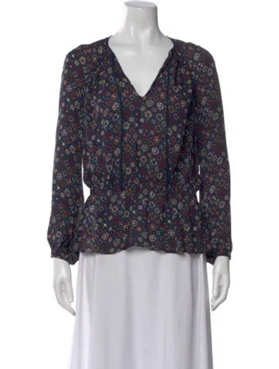 Pre-owned Derek Lam Silk Floral Print Blouse In Blue