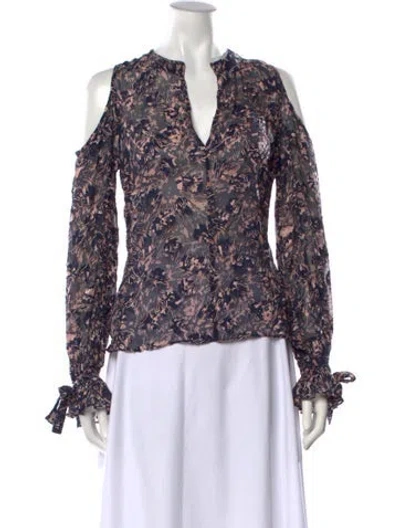Pre-owned Derek Lam Silk Floral Print Blouse In Blue/pink