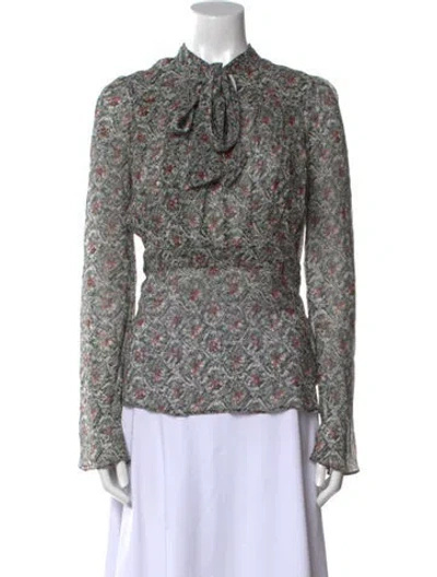 Pre-owned Derek Lam Silk Floral Print Blouse In Green