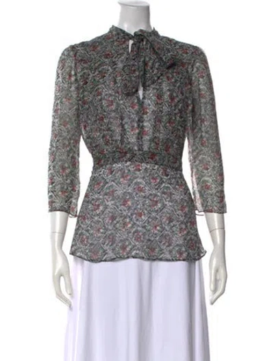 Pre-owned Derek Lam Silk Floral Print Blouse In Green