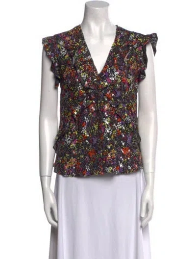 Pre-owned Derek Lam Silk Floral Print Blouse In Multi