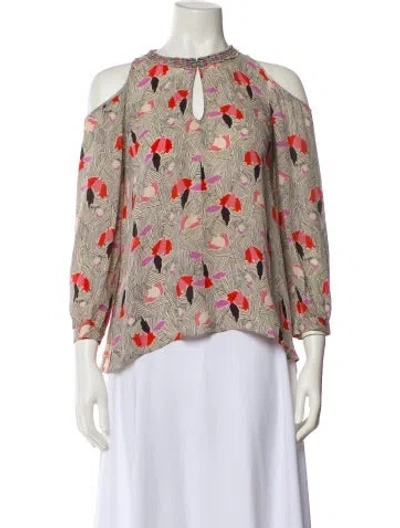 Pre-owned Derek Lam Silk Floral Print Blouse In Neutral