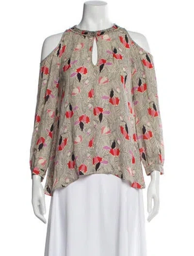 Pre-owned Derek Lam Silk Floral Print Blouse In Neutral