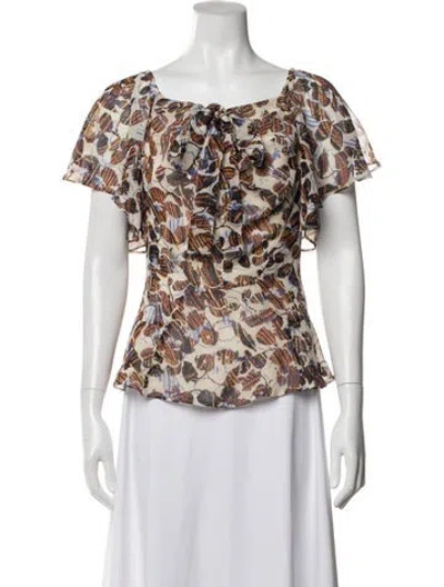 Pre-owned Derek Lam Silk Floral Print Blouse In Neutral