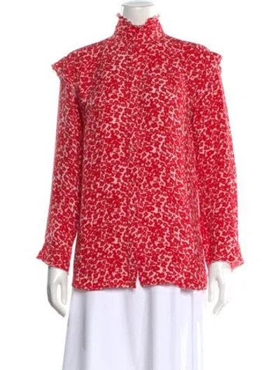 Pre-owned Derek Lam Silk Floral Print Blouse In Red