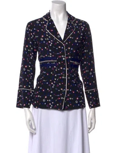 Pre-owned Derek Lam Silk Floral Print Button-up Top In Black