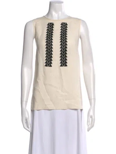 Pre-owned Derek Lam Silk Graphic Print Top In Neutral