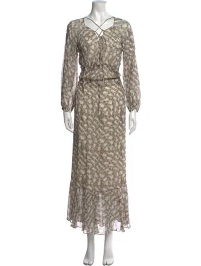 Pre-owned Derek Lam Silk Long Dress In Green