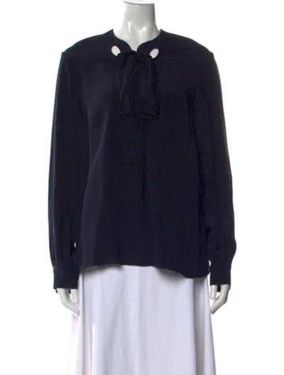 Pre-owned Derek Lam Silk Long Sleeve Blouse In Blue