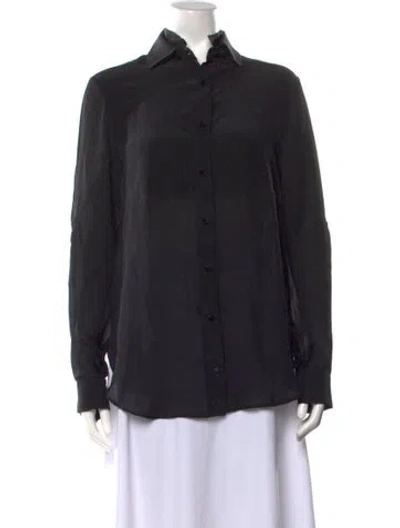 Pre-owned Derek Lam Silk Long Sleeve Button-up Top In Black
