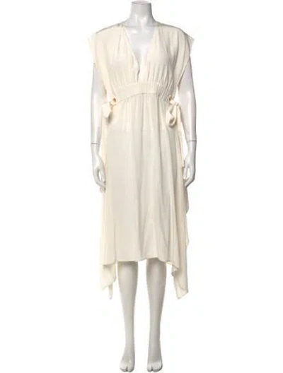 Pre-owned Derek Lam Silk Midi Length Dress In White
