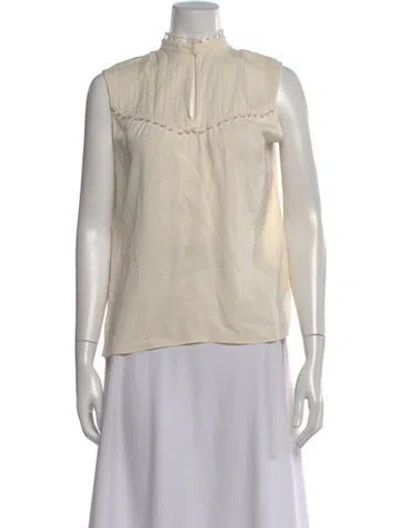 Pre-owned Derek Lam Silk Mock Neck Blouse In Neutral
