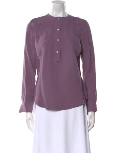 Pre-owned Derek Lam Silk Mock Neck Blouse In Purple