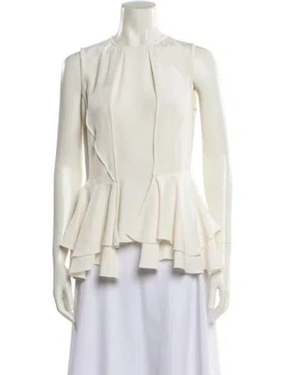 Pre-owned Derek Lam Silk Mock Neck Blouse In White