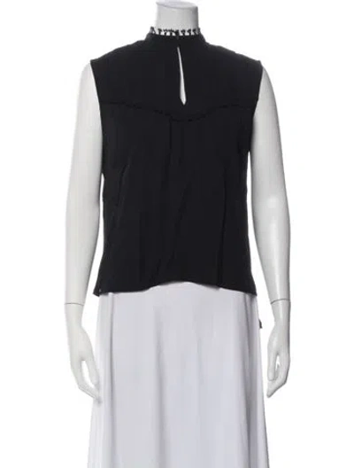 Pre-owned Derek Lam Silk Mock Neck Top In Black