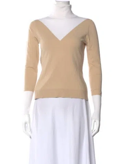 Pre-owned Derek Lam Silk Mock Neck Top In Neutrals