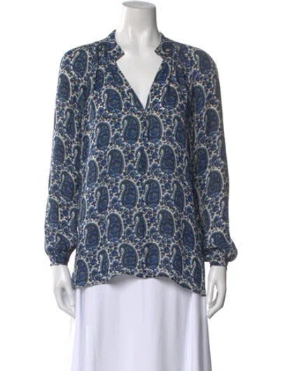 Pre-owned Derek Lam Silk Paisley Print Blouse In Blue