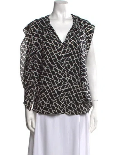 Pre-owned Derek Lam Silk Patterned Blouse In Black