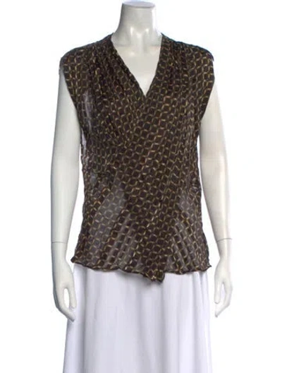 Pre-owned Derek Lam Silk Patterned Blouse In Black
