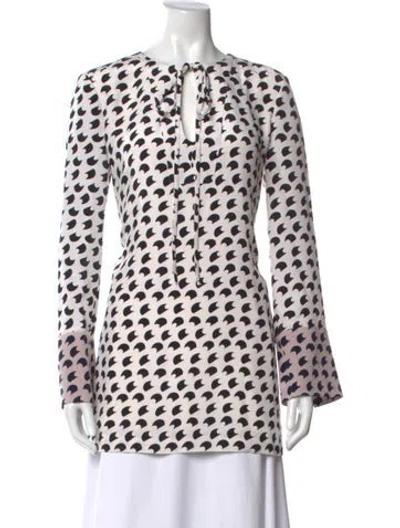 Pre-owned Derek Lam Silk Patterned Blouse In White